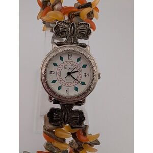 Vtg LA‎ Express Watch Women 31mm Silver Tone 7" Beaded Band- New Battery